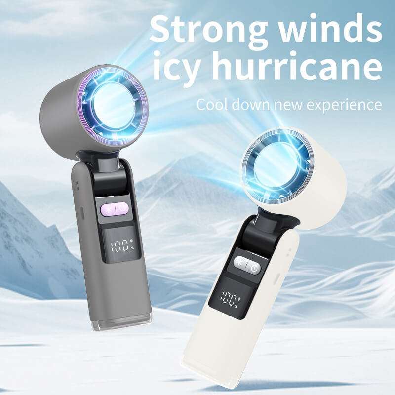 2025 With Refrigeration Turbos Chilled Ice Sensation Cold Fan Super Mini Turbos Speed Fan USB Powered Digital Display For Outdoor Camping Travel