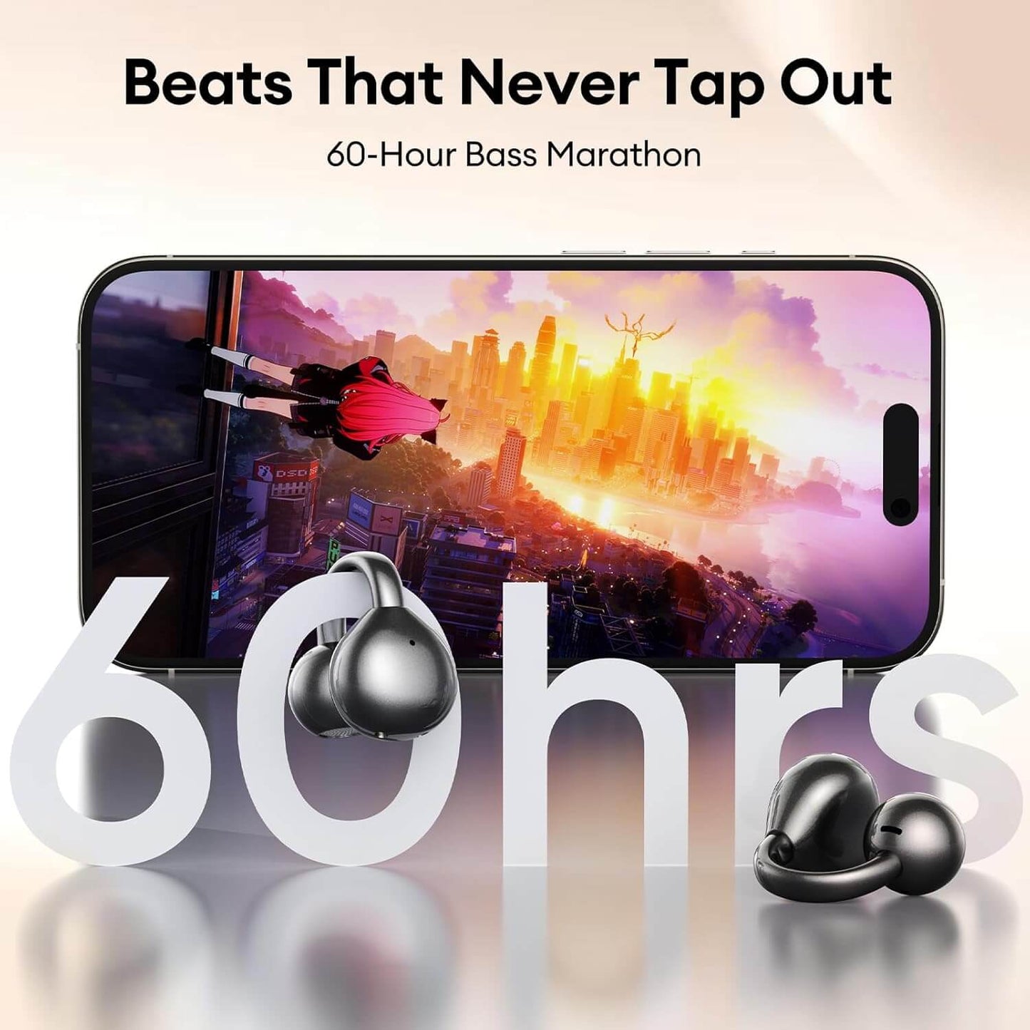 Clip On Ear Headphones, Open Ear Earbuds Wireless Bluetooth 5.4, Clip On Earbuds with LCD Touchscreen, Lightweight Comfort Open Ear Headphones for Sports, Fitness, and Workouts