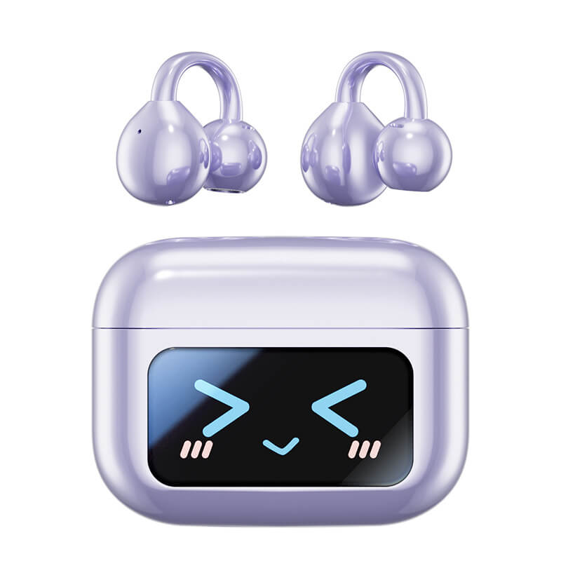 Clip On Ear Headphones, Open Ear Earbuds Wireless Bluetooth 5.4, Clip On Earbuds with LCD Touchscreen, Lightweight Comfort Open Ear Headphones for Sports, Fitness, and Workouts