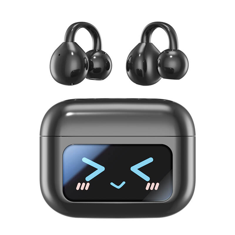 Clip On Ear Headphones, Open Ear Earbuds Wireless Bluetooth 5.4, Clip On Earbuds with LCD Touchscreen, Lightweight Comfort Open Ear Headphones for Sports, Fitness, and Workouts