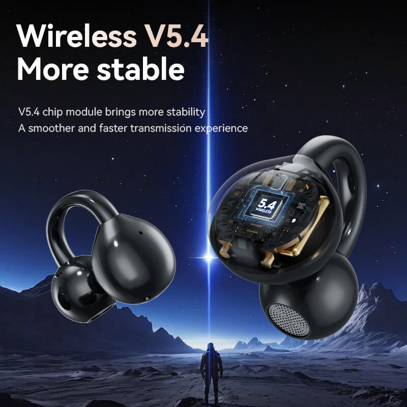 Clip On Ear Headphones, Open Ear Earbuds Wireless Bluetooth 5.4, Clip On Earbuds with LCD Touchscreen, Lightweight Comfort Open Ear Headphones for Sports, Fitness, and Workouts